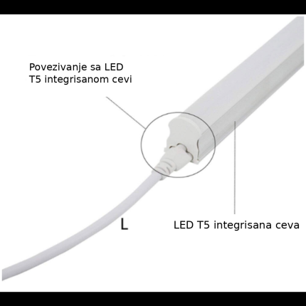 Povezivanje kabla sa LED T5 integrisanom cevi